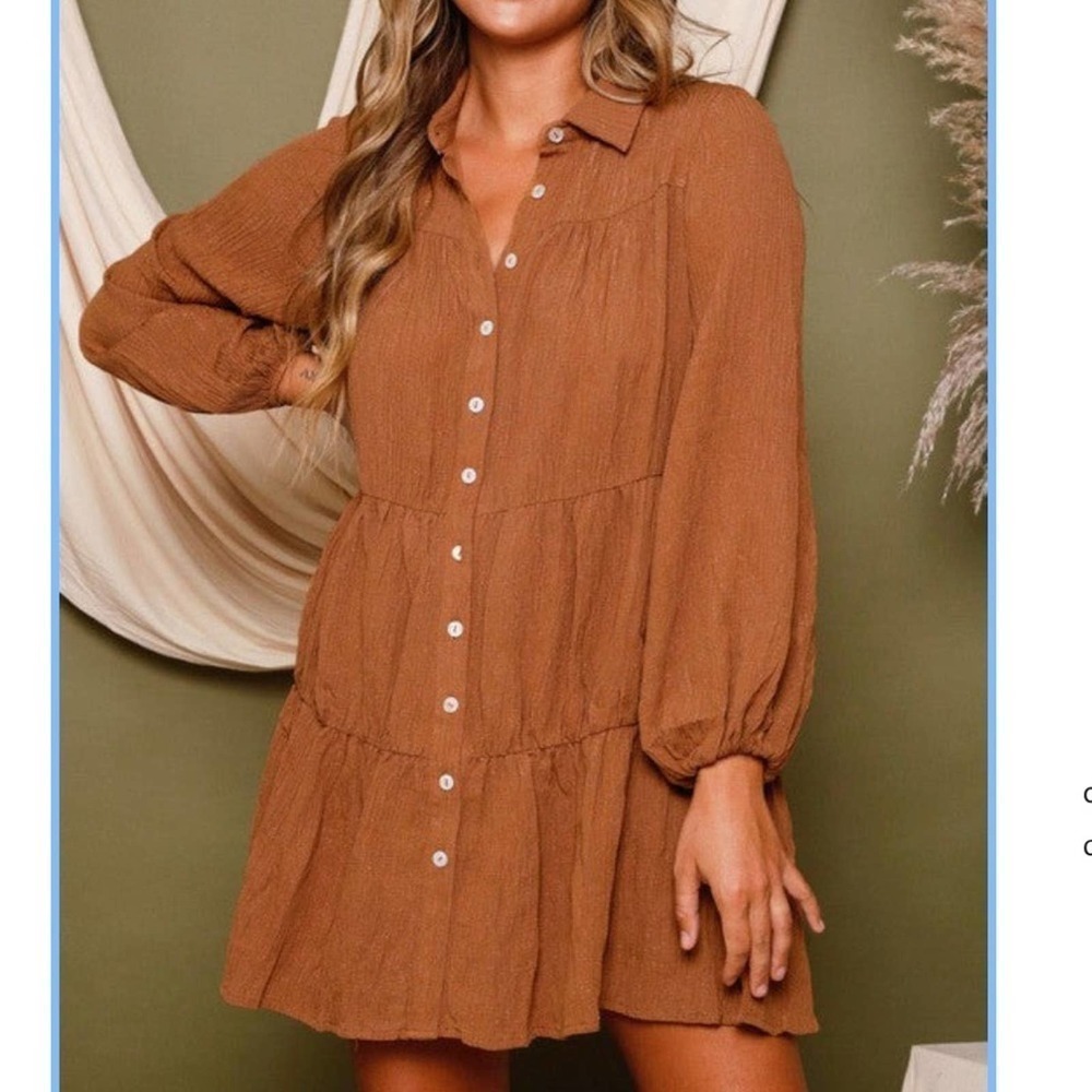 Olivaceous multi tiered pocket dress in dark brown size S NWT